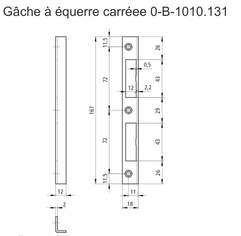 Schanis Gâche à équerre carréee 0-B-1010.131, REV