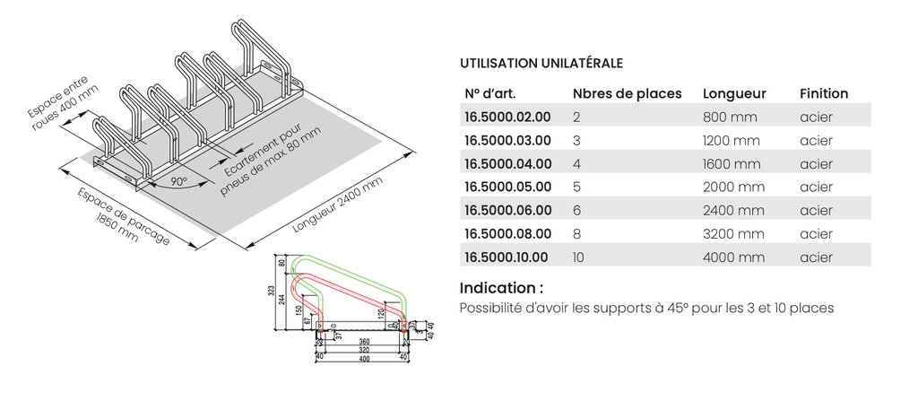 Support à vélo - 16.5000 (Unilatérale)