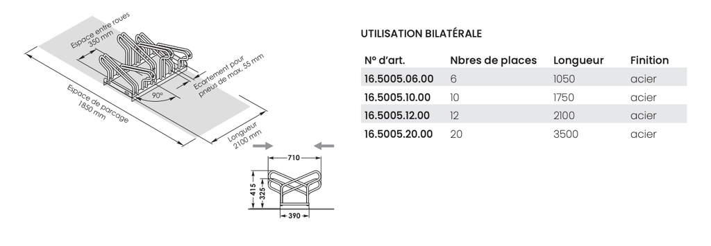 Support à vélo -16.5005 (Bilatérale)