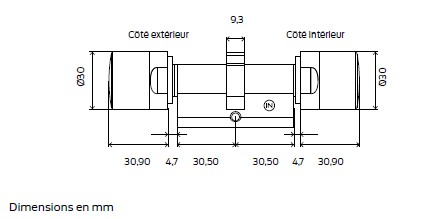 Cylindre numérique double bouton PZ Simons Voss 3061 - FD actif (Z4.30-30.FD.G2)