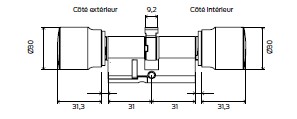 CYLINDRE NUMÉRIQUE A DOUBLE BOUTON PZ 3061– ANTI-PANIQUE 2 (Z4.30-30.AP2.FD.G2)
