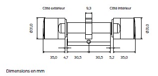 CYLINDRE NUMÉRIQUE PZ DOUBLE BOUTON 3061 – SC SORTIE LIBRE - COMFORT PASSIF (Z4.30-30.MP.CO.G2)