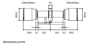 CYLINDRE NUMÉRIQUE À DOUBLE BOUTON PZ Simons Voss 3061– SC – anti-panique passif (Z4.30-30.MP.AP2.FD.G2)