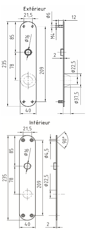 ENTRÉE INOX PROTECTION CYLINDRE NICKAL (