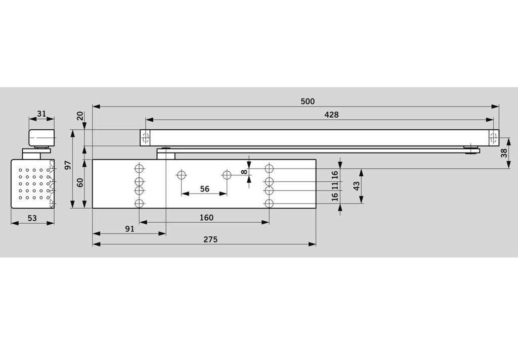 FERME-PORTE DORMAKABA TS 93 B Basic design Contur À GLISSIÈRE FP
