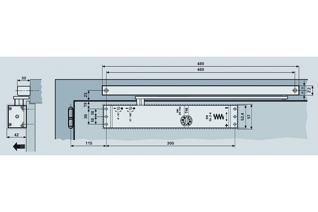 FERME-PORTE TJSS T 46 À GLISSIERE FP