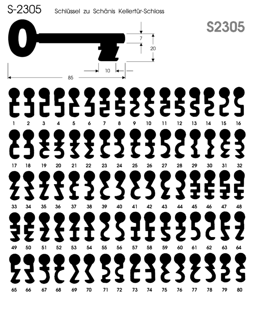CLÉ À CHIFFRE CAVE SCHÄNIS S-2305