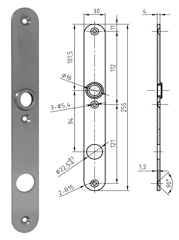 ENTRÉE ANTI-FEU INOX NICKAL (1190/I/112)