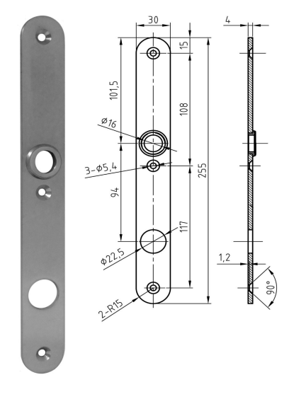 ENTRÉE ANTI-FEU INOX NICKAL ÉTROITE (1190/I)
