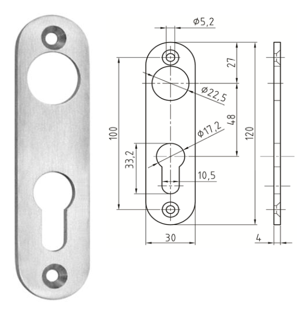 ENTRÉE COURTE INOX NICKAL (4042/3/SII)