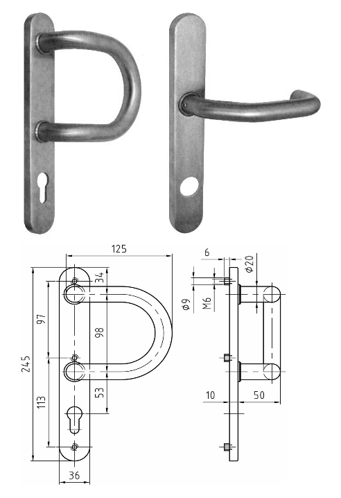 GARNITURE NICKAL 2035B/1080 (ETROITE INOX BÂTON FIXE)
