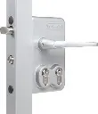 Serrure industrielle LOCINOX avec découpe pour double cylindre pour portails pivotants