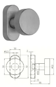 BOUTONS PLATS SUR ROSACES OVALES INOX NICKAL