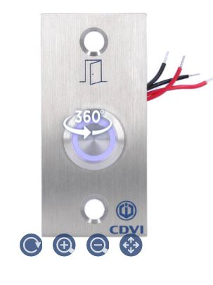 CDVI BPNONFE  BOUTON POUSSOIR NO/NF RÉTRO-ÉCLAIRÉ (PRÉCBLÉ) AVEC PLAQUE FRONTALE EN ACIER INOXYDABLE