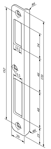[Z09XSBL-04----1 ] ASSA GÂCHE LAP UNIVERSELLE, 232 X 24 X 32 MM