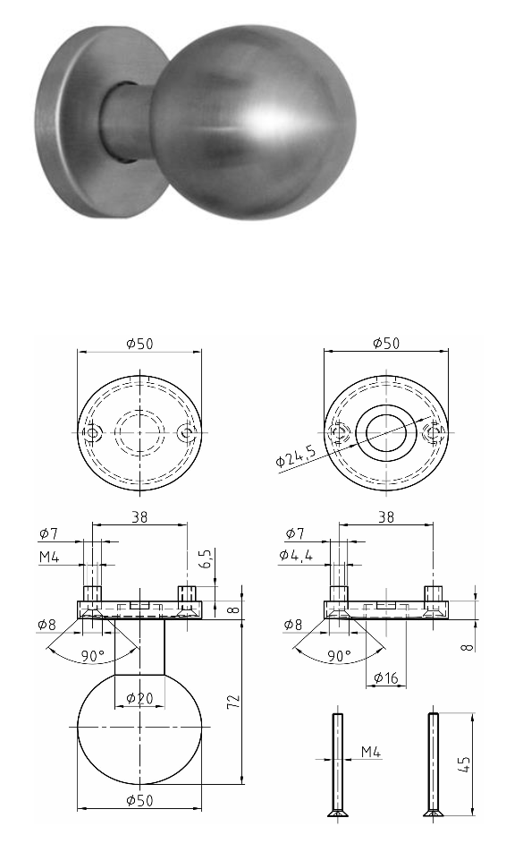 [5050.08/E] BOULE FIXE INOX NICKAL (5050.08/E)