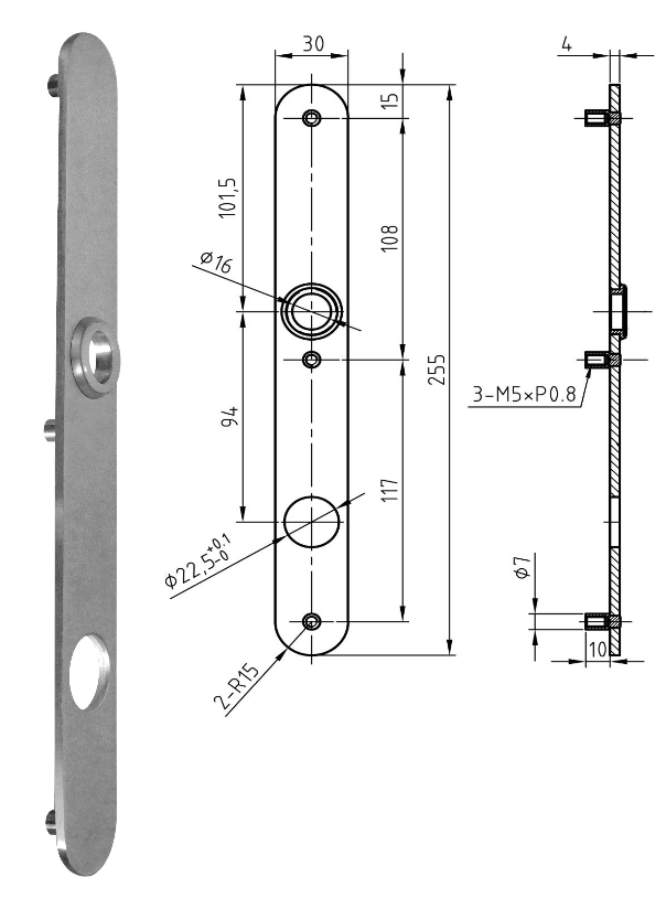 ENTRÉE ANTI-FEU INOX NICKAL ÉTROITE (1190)