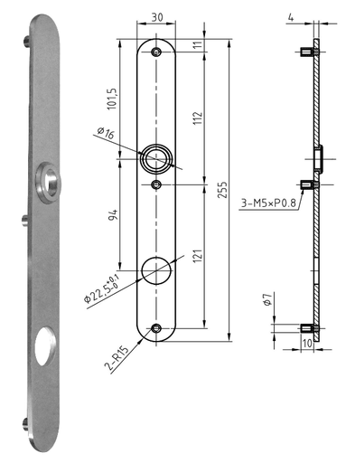 ENTRÉE ANTI-FEU INOX NICKAL ÉTROITE (1190/112)
