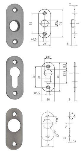 PAIRE DE ROSACE OVALE INOX NICKAL (4020 - 4040)
