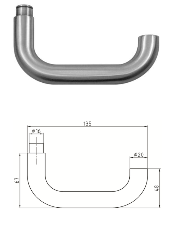 POIGNÉE FEMELLE NICKAL INOX U (EN179)