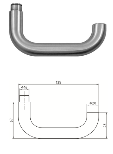 POIGNÉE FEMELLE NICKAL INOX U (EN179)