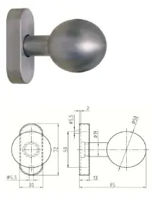 SPHERES SUR ROSACE OVALES INOX NICKAL