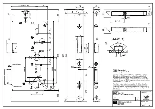 SERRURE ECO A MORTAISER POUR PORTES COUPE-FEU GBS 131